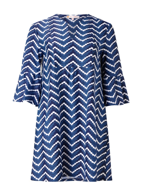 Stylish Kerry Navy Chevron Patterned Women's Dress for Everyday Wear