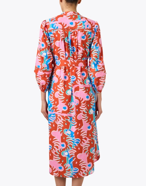 Stylish Cathy Red Multi - Printed 100% Cotton Midi Dress