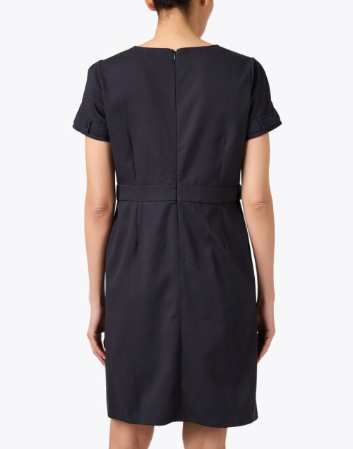 Albenga Navy Blue 100% Cotton Women's Sheath Style Dress for Work and Weekend