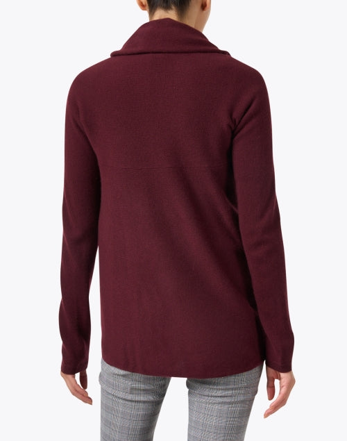 Elegant Maroon Circular Cashmere Knit Cardigan for Women