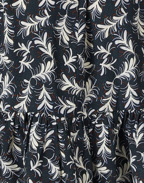 Elegant Pauline Navy-Print Fluid Silk Crepe Dress