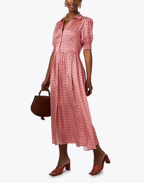 Stylish Pink-Printed Women's Shirt Dress with Italian Flair