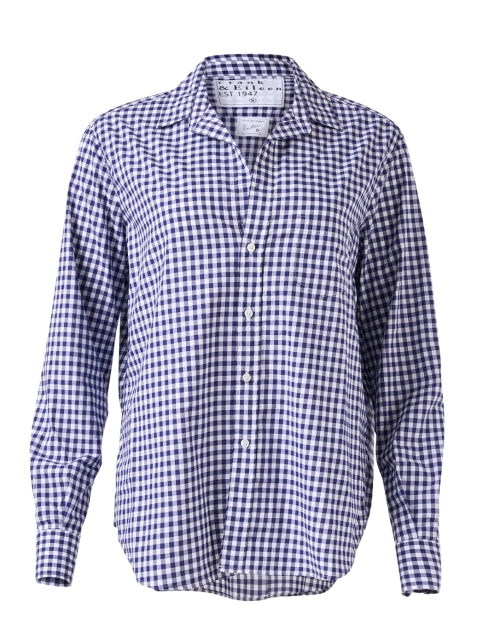 Stylish Navy Check 100% Italian Cotton Eileen Shirt for Women