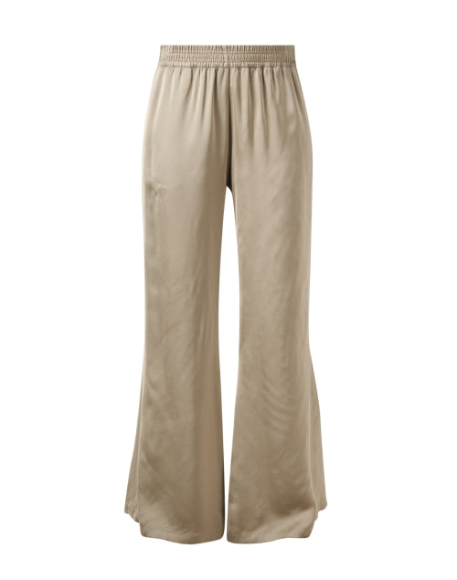 Elegant Green Satin Wide-Leg Women's Pants for Versatile Wear