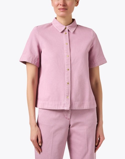 Gorgeous Pink Denim Camilia Button - Front Top for Transitional Season