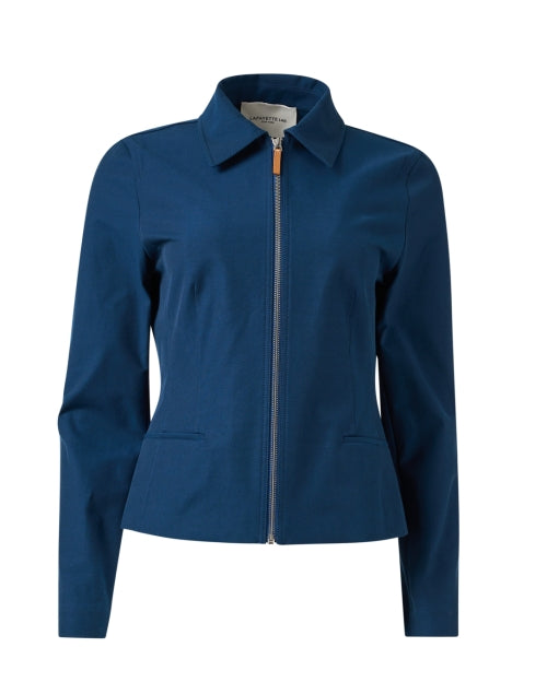 High - quality Cotton Stretch Blend Lido Blue Zip - front Jacket