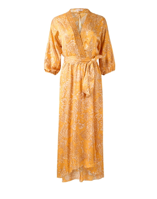 Stylish Celie Yellow Floral Print Wrap Women's Summer Dress