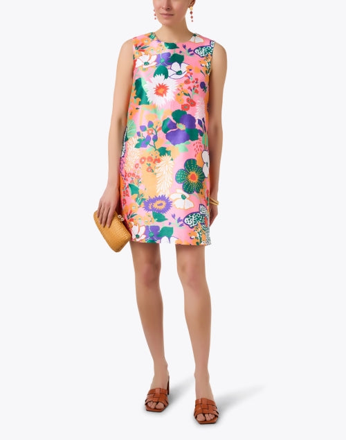 Stylish Pink Multi - floral Sleeveless Shift Dress by Frances Valentine