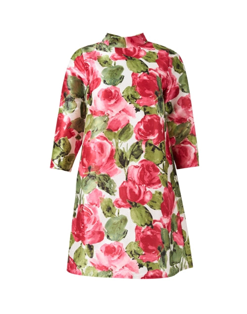 Diplomat Feminine Pink and Green Floral-Print Charming Dress