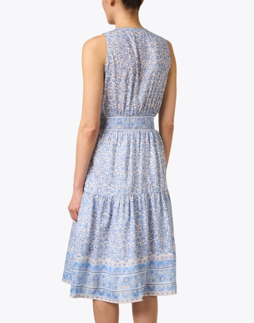 Stylish Light Blue Printed Cotton - Silk Emily Dress for Warm Weather