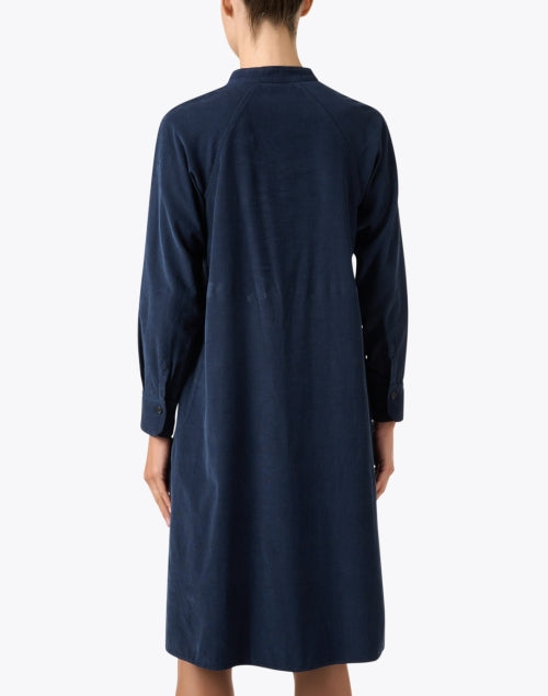 Navy Cotton Corduroy Relaxed Shift Dress for Timeless Style