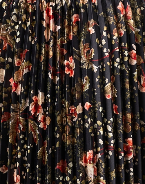 Vince's Elegant Multi - Floral Print Pleated Satin Shirt Dress