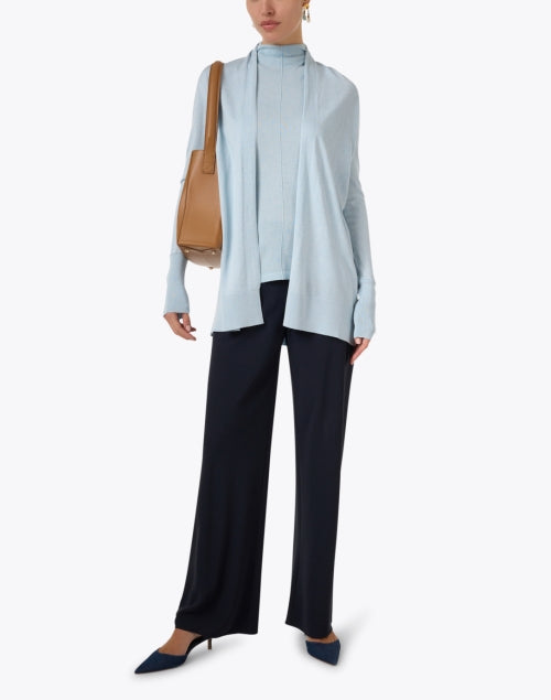 Surf Blue Luxury Silk Cashmere Blend Women's Cardigan for Cool Weather