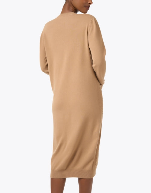 Fabiana Filippi's Beige Stripe Wool-Silk-Cashmere Knit Shift Dress