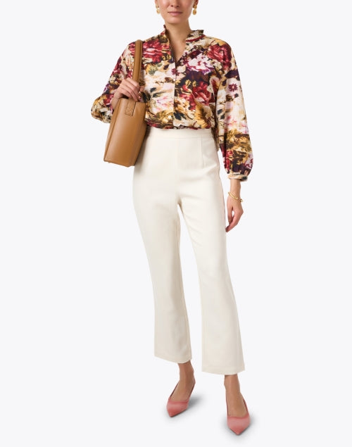 Frances Valentine Quincy Straight-Leg White Stretchable Trousers for Office to Dinner