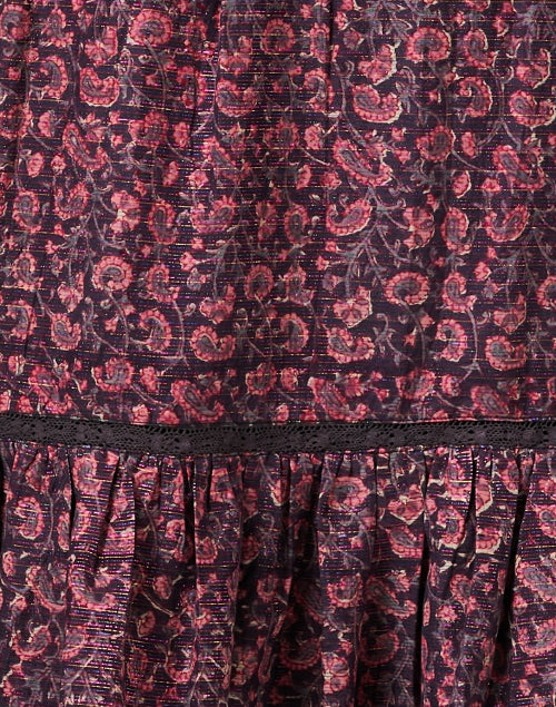 Stylish Bell's Mandy Brown and Pink Metallic Paisley Print Skirt