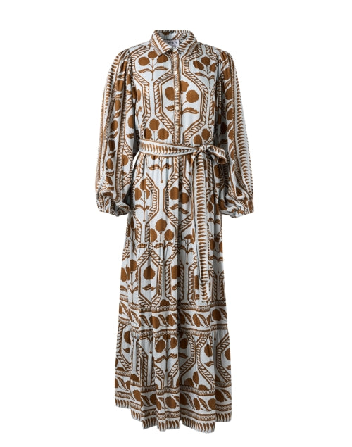 Stylish Omika Emery Women's Dress with Blue and Brown Print