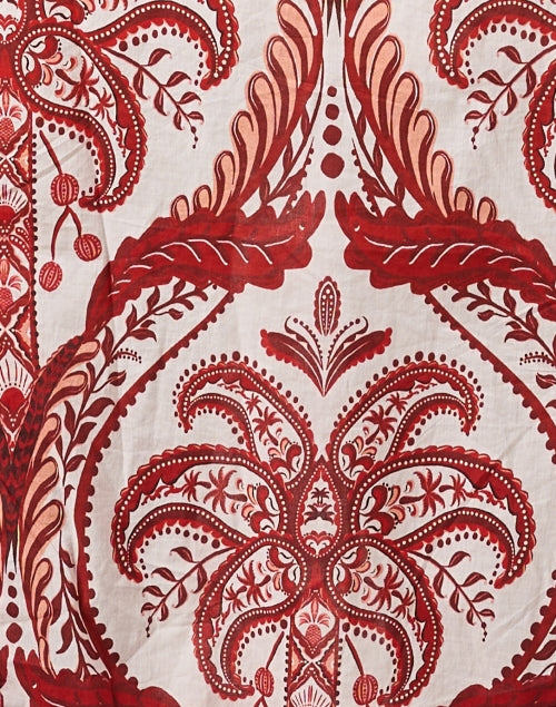 Stylish Red and White Floral Patterned Cotton Women's Dress for Warm Weather