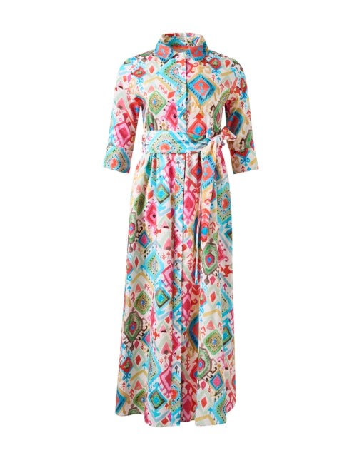 Vilagallo Brenda's Stylish Multi - Ikat Print 100% Cotton Dress