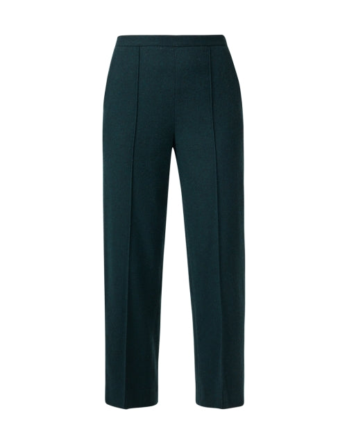 Stylish Dark Green Wool Blend Straight-Leg Pull-On Pants