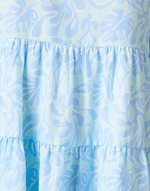 Stylish Blue-Printed Silk Blend Women's Dress for Transitional Seasons