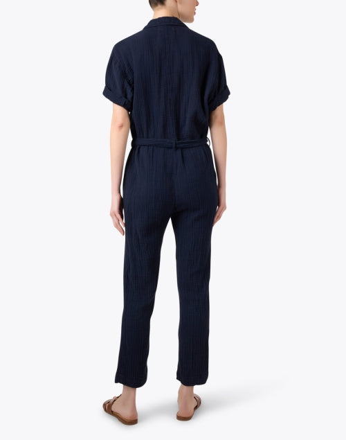 Stylish Navy Cotton Gauze Oakes Jumpsuit for Comfortable Wear