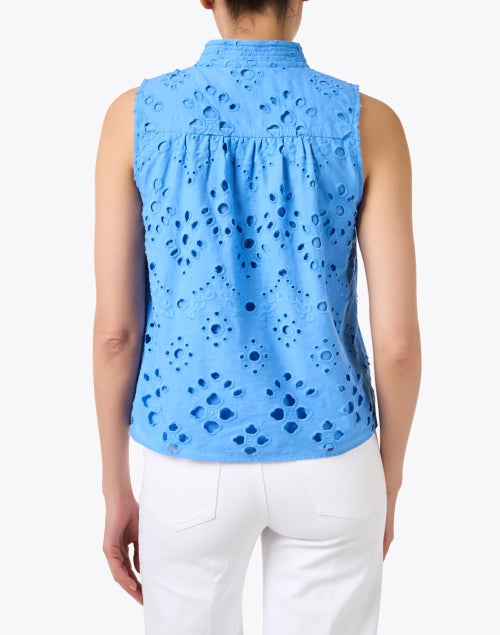 Dani Blue Cotton Top with Eyelet Lace Design