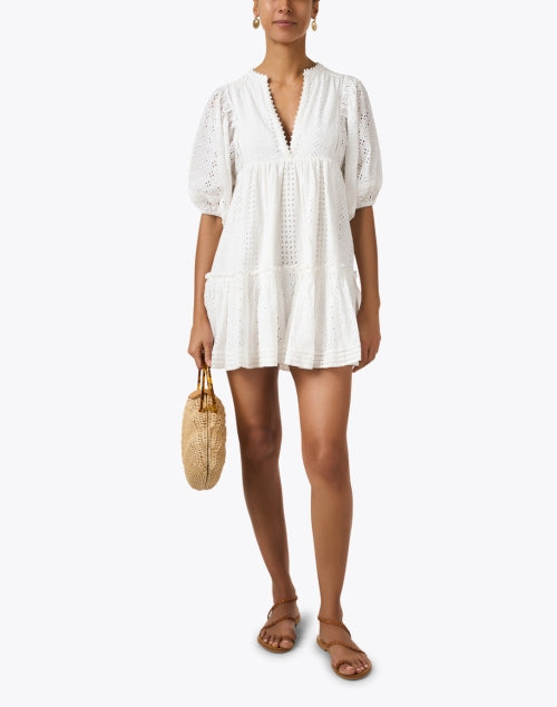 Aria White Eyelet Breezy Mini Dress for Effortless Style