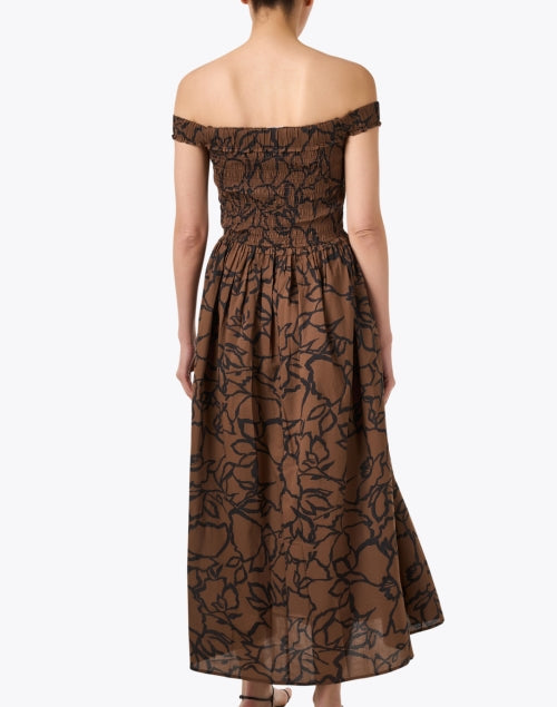 Stylish Britt Brown Printed 100% Cotton Maxi Dress