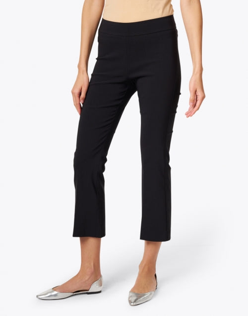 Leo Signature Elastic Pull-On Cropped Black Flared Dress Pants