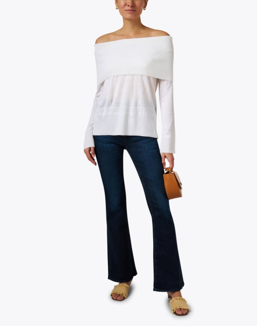 Max Mara Leisure Tiglio Off - The - Shoulder Lightweight White Wool Sweater for Women