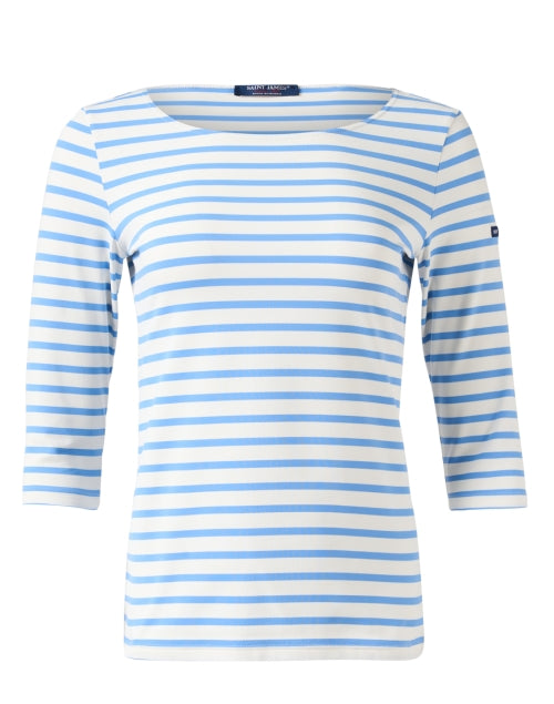 Stylish French-Made Blue and White Striped Cotton Jersey Top