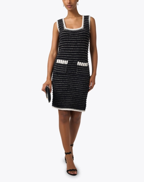 Elegant Black and Ecru Tweed Mini Dress for Special Occasions