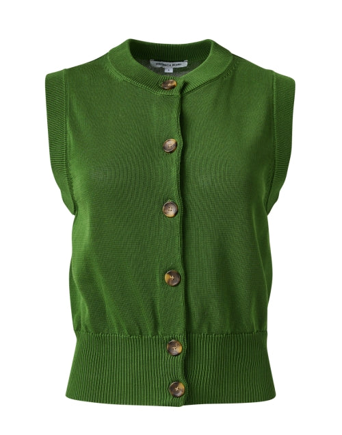 Stylish Percy Green 100% Cotton Vest Top with Cardigan Buttons