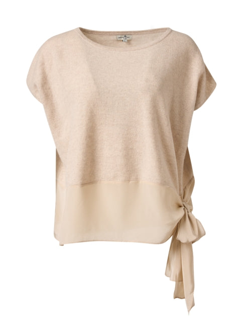 Beige Greenport Luxury Cashmere Lightweight Knit Top for Spring and Summer