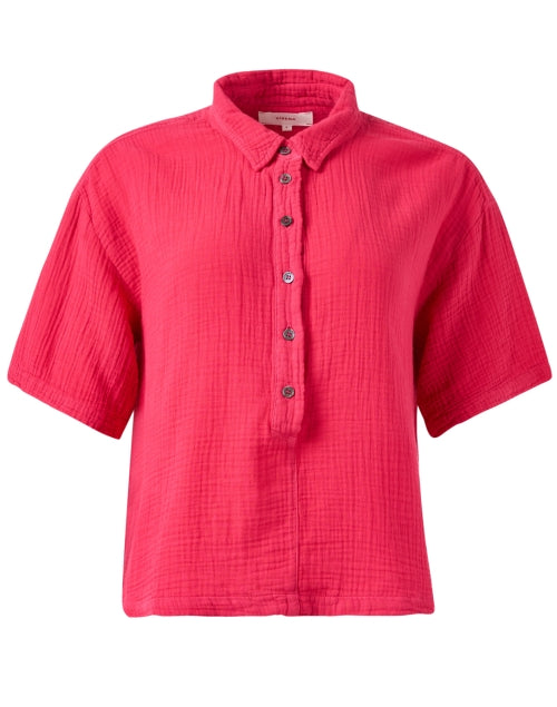 Ansel Red Cotton Collared Casual Shirt for Warm Weather