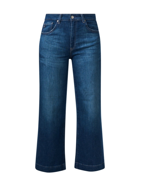 Stylish Saige Blue Wide-Leg Cropped Ankle Denim Jeans