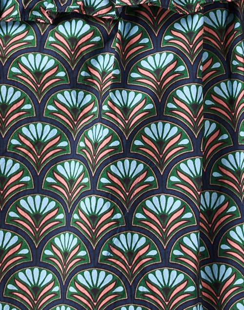 Stylish Hutton Cotton Top with Multi - Print and Elbow - Length Balloon Sleeves