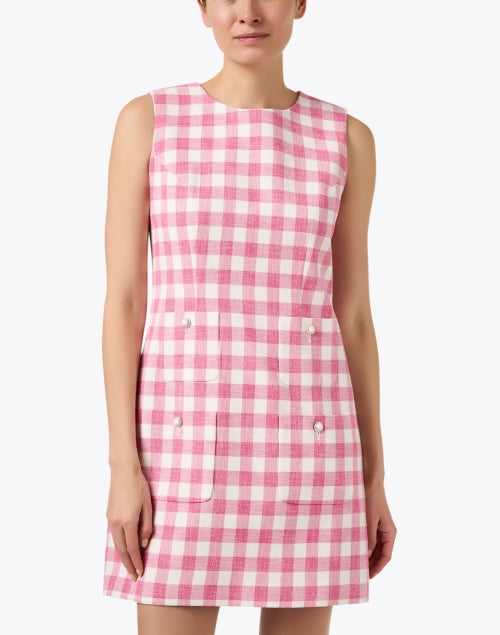 Russell Feminine Pink and White Checked Casual Dress for Daytime Events