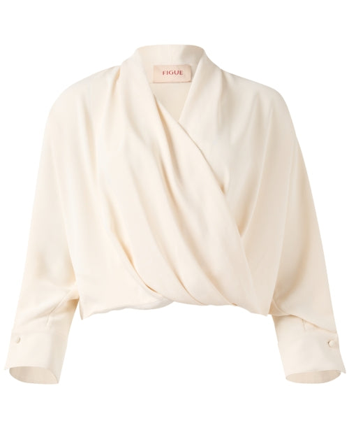 Fallon Women's Lightweight White Draped Blouse Top