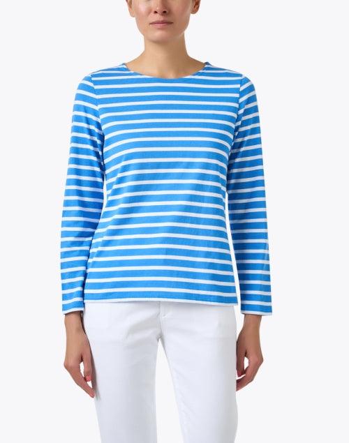 Minquidame Luxury Blue and White Striped Cotton Casual Top for Everyday Wear