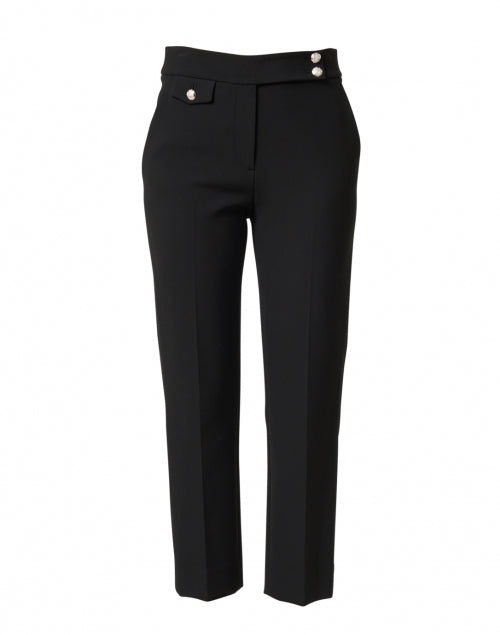 Renzo Black Stretch Slim - Fit Cropped Essential Trousers for Work and Play