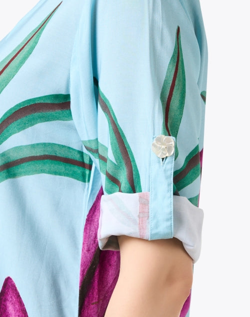 Stylish Tulum Blue Dress with Exquisite Jungle Print
