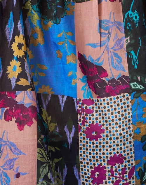 Stylish Malia Cotton - Silk Multi - Patchwork Print Relaxed Blouse