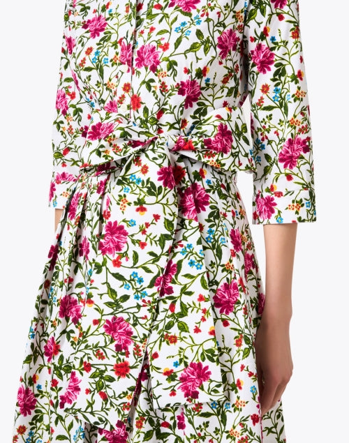 Elegant Audrey White Stretch Cotton Dress with Floral Print
