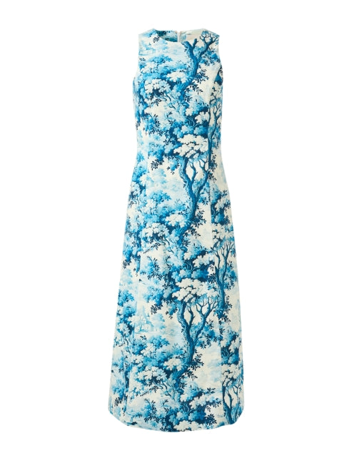 Elegant Ivory and Blue Patterned Louise Dress