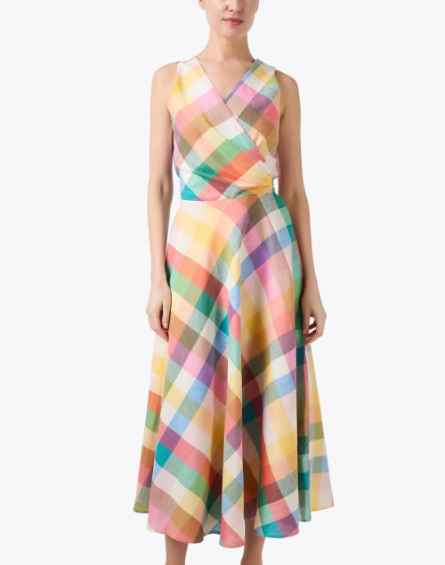 Easton Colorful Multi - Plaid Stretchable Linen Women's Dress for Everyday Wear