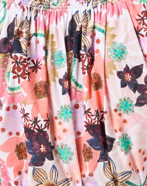 Stylish Pink & Purple Multi - Print Linen Raquel Top