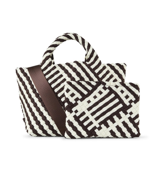 Stylish Small Brown and White Woven Handbag for City Girls - St. Barths Collection