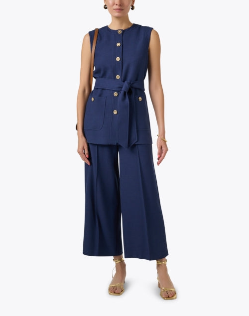 Sophie Navy High - Waisted Wide Leg Trousers for a Stylish Look